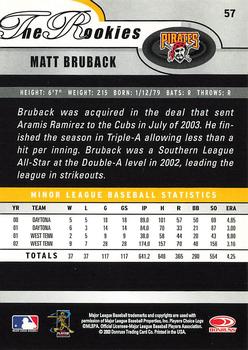 2003 Donruss/Leaf/Playoff (DLP) Rookies & Traded - 2003 Donruss Rookies & Traded #57 Matt Bruback Back