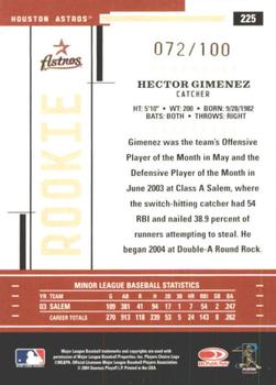 2004 Donruss Throwback Threads - Gold Proof #225 Hector Gimenez Back