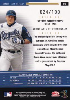 2004 Donruss Throwback Threads - Material #95 Mike Sweeney Back