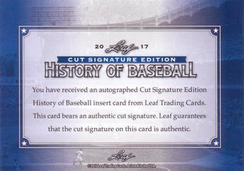 2017 Leaf Cut Signature History of Baseball Edition #NNO Doug Harvey Back
