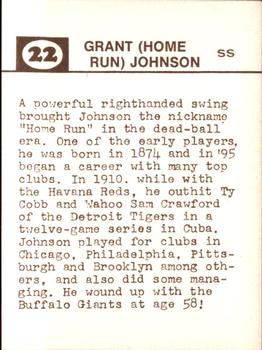 1974 Laughlin Old-Time Black Stars #22 Home Run Johnson Back