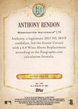 2018 Topps Gypsy Queen #149 Anthony Rendon Back