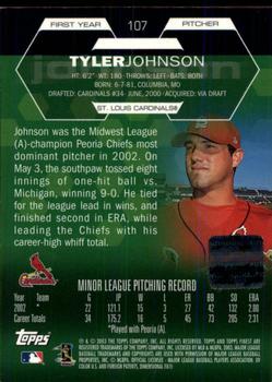 2003 Finest #107 Tyler Johnson Back