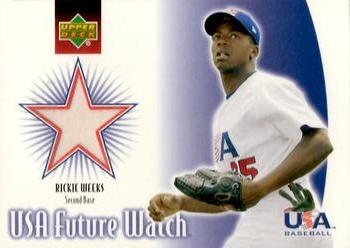 2002 Upper Deck Rookie Update - USA Future Watch Swatches #US-RW Rickie Weeks Front
