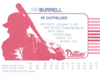 2002 Acme/Nabisco Philadelphia Phillies #NNO Pat Burrell Back