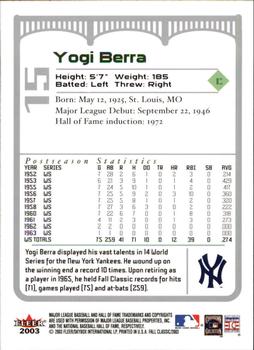 2003 Fleer Fall Classic #15b Yogi Berra Back
