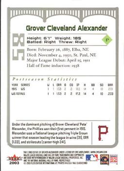 2003 Fleer Fall Classic #58a Grover Alexander Back
