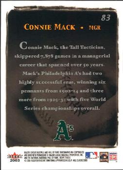 2003 Fleer Fall Classic #83 Connie Mack Back