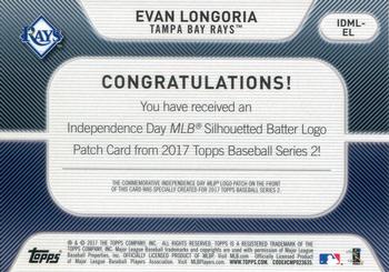 2017 Topps - Independence Day Commemorative MLB Logo Patch Gold #IDML-EL Evan Longoria Back