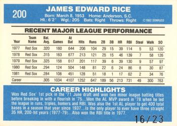 2004 Donruss Timelines - Recollection Collection #200 Jim Rice Back