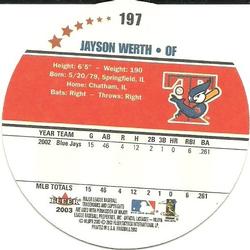 2003 Fleer Hardball #197 Jayson Werth Back