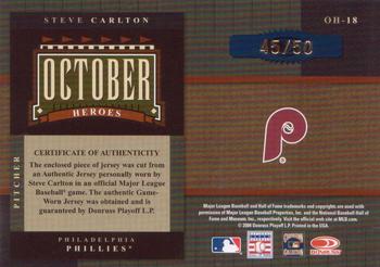 2004 Donruss World Series - October Heroes Signature Material #OH-18 Steve Carlton Back