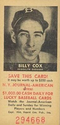1954 New York Journal-American #NNO Billy Cox Front