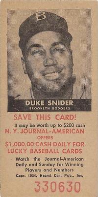 1954 New York Journal-American #NNO Duke Snider Front