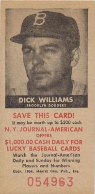 1954 New York Journal-American #NNO Dick Williams Front