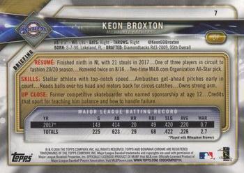 2018 Bowman #7 Keon Broxton Back