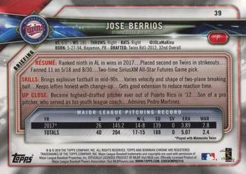 2018 Bowman #39 Jose Berrios Back