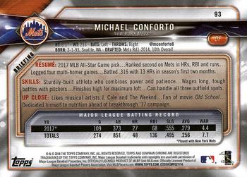 2018 Bowman #93 Michael Conforto Back