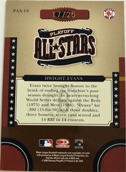 2004 Donruss World Series - Playoff All-Stars Signature #PAS-16 Dwight Evans Back