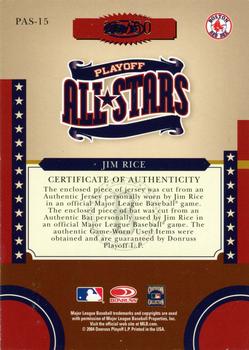 2004 Donruss World Series - Playoff All-Stars Signature Material 2 #PAS-15 Jim Rice Back