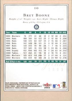 2003 Fleer Rookies & Greats #10 Bret Boone Back