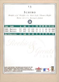 2003 Fleer Rookies & Greats #13 Ichiro Back