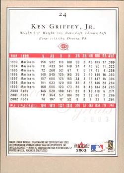 2003 Fleer Rookies & Greats #24 Ken Griffey, Jr. Back