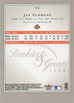 2003 Fleer Rookies & Greats #55 Jay Gibbons Back