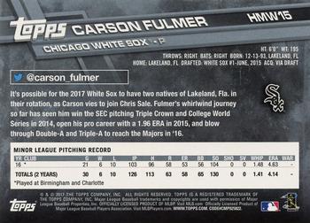 2017 Topps Holiday #HMW15 Carson Fulmer Back