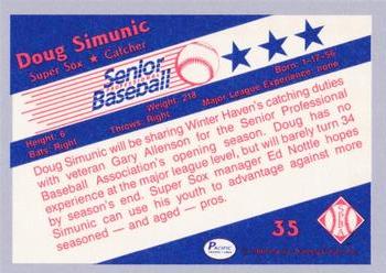 1990 Pacific Senior League - Glossy #35 Doug Simunic Back