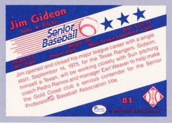 1990 Pacific Senior League - Glossy #81 Jim Gideon Back