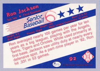 1990 Pacific Senior League - Glossy #92 Ron Jackson Back