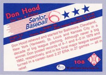 1990 Pacific Senior League - Glossy #108 Don Hood Back