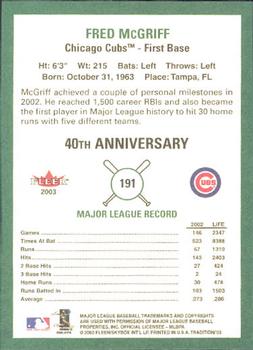 2003 Fleer Tradition #191 Fred McGriff Back