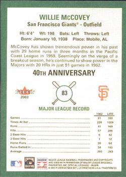 2003 Fleer Tradition #83 Willie McCovey Back