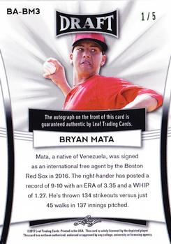 2017 Leaf Metal Draft - Green #BA-BM3 Bryan Mata Back