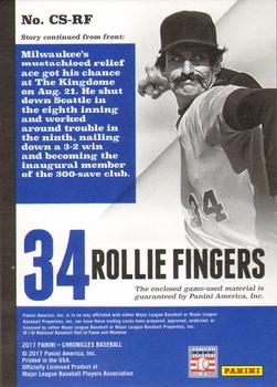 2017 Panini Chronicles - Chronicles Swatches #CS-RF Rollie Fingers Back