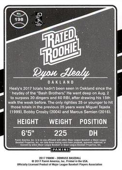 2017 Panini Chronicles - Donruss Rated Rookies #198 Ryon Healy Back