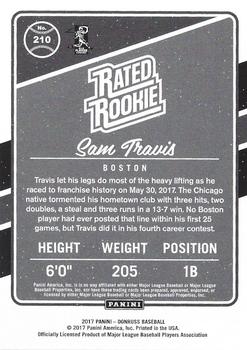 2017 Panini Chronicles - Donruss Rated Rookies Gray Border #210 Sam Travis Back