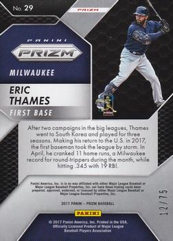 2017 Panini Chronicles - Prizm Red Crystals #29 Eric Thames Back