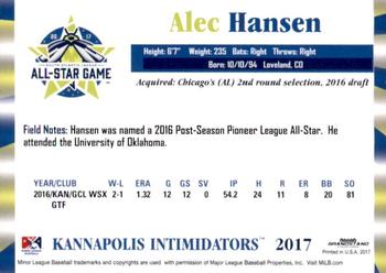 2017 Grandstand South Atlantic League All-Stars #NNO Alec Hansen Back