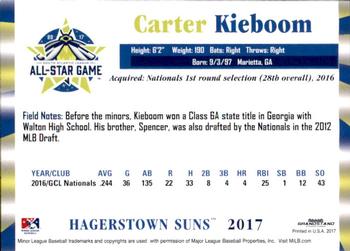 2017 Grandstand South Atlantic League All-Stars #NNO Carter Kieboom Back