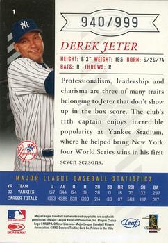 2003 Leaf Limited #1 Derek Jeter Back