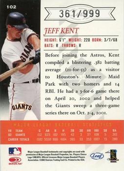 2003 Leaf Limited #102 Jeff Kent Back
