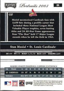 2003 Playoff Portraits #84 Stan Musial Back
