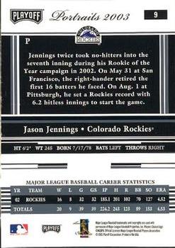 2003 Playoff Portraits #9 Jason Jennings Back