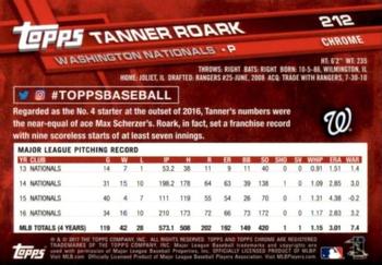 2017 Topps Chrome Sapphire Edition #212 Tanner Roark Back