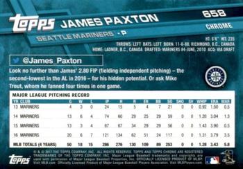 2017 Topps Chrome Sapphire Edition #658 James Paxton Back
