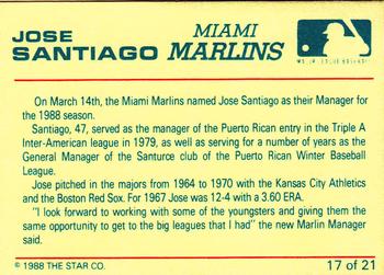 1988 Star Managers #17 Jose Santiago Back