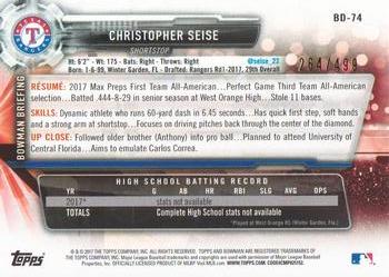 2017 Bowman Draft - Silver #BD-74 Christopher Seise Back